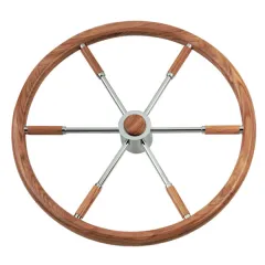 Steurerrad (80 cm, Edelstahl, Edelstahl, 6-Speichen/Teak)