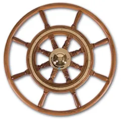 Steurerrad (90 cm, Teak, Messing, Messing/Teak)