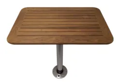 Tisch Teakholz 370x600x25mm Satz Mit Bein (H=686mm) Und Fuß