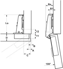 Topfband Edelstahl gebürstet 9mm Überstand