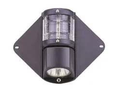 Topp-/Decklicht Kombination, Mastmontage, 12v/10w 225°, Schwarzes Gehäuse, Klare Linse