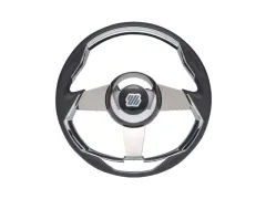 Ultraflex Steuerrad GRIMANI PU B/SS/CH 350mm schwarzer Griff, Edelstahl-Speichen