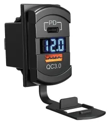 USB-A + USB-C Anschluss + Spannungsmesser 12/24V