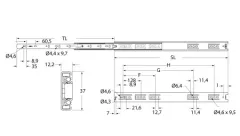 Vollauszug Edelstahl 350mm