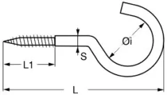 Wäscheleinenhaken 65mm 1.4301 (VP=10 Stück)