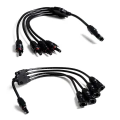 WATTSTUNDE® MC4 T-Stecker Set zur Parallelverschaltung von 4 Solarmodulen - lang